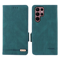 Leather Case Stands Flip Cover Holder L08Z for Samsung Galaxy S23 Ultra 5G Green