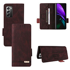 Leather Case Stands Flip Cover Holder L08Z for Samsung Galaxy Z Fold2 5G Brown