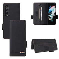 Leather Case Stands Flip Cover Holder L08Z for Samsung Galaxy Z Fold3 5G Black