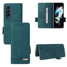 Leather Case Stands Flip Cover Holder L08Z for Samsung Galaxy Z Fold3 5G Green