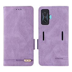 Leather Case Stands Flip Cover Holder L08Z for Xiaomi Poco F4 GT 5G Purple