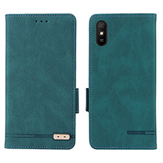 Leather Case Stands Flip Cover Holder L08Z for Xiaomi Redmi 9A Green