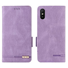 Leather Case Stands Flip Cover Holder L08Z for Xiaomi Redmi 9AT Purple