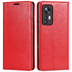 Leather Case Stands Flip Cover Holder L09 for Xiaomi Mi 12 Pro 5G Red