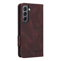 Leather Case Stands Flip Cover Holder L09Z for Samsung Galaxy S21 5G Brown