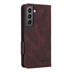 Leather Case Stands Flip Cover Holder L09Z for Samsung Galaxy S22 5G Brown