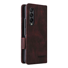 Leather Case Stands Flip Cover Holder L09Z for Samsung Galaxy Z Fold3 5G Brown