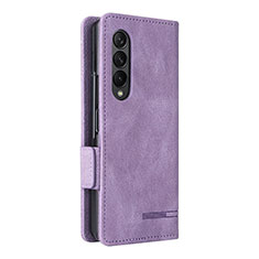 Leather Case Stands Flip Cover Holder L09Z for Samsung Galaxy Z Fold3 5G Purple