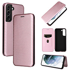Leather Case Stands Flip Cover Holder L11Z for Samsung Galaxy S21 Plus 5G Rose Gold
