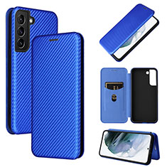 Leather Case Stands Flip Cover Holder L11Z for Samsung Galaxy S22 5G Blue