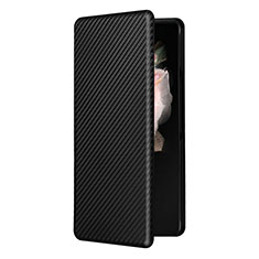 Leather Case Stands Flip Cover Holder L11Z for Samsung Galaxy Z Fold3 5G Black