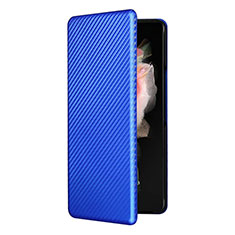 Leather Case Stands Flip Cover Holder L11Z for Samsung Galaxy Z Fold3 5G Blue