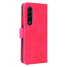 Leather Case Stands Flip Cover Holder L12Z for Samsung Galaxy Z Fold4 5G Hot Pink