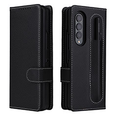 Leather Case Stands Flip Cover Holder L14Z for Samsung Galaxy Z Fold4 5G Black