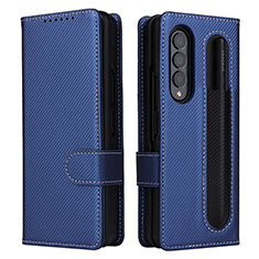 Leather Case Stands Flip Cover Holder L14Z for Samsung Galaxy Z Fold4 5G Blue