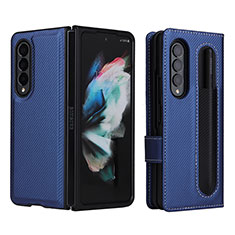 Leather Case Stands Flip Cover Holder L15Z for Samsung Galaxy Z Fold3 5G Blue