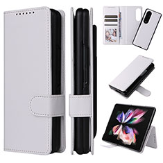 Leather Case Stands Flip Cover Holder L17Z for Samsung Galaxy Z Fold3 5G White