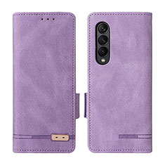 Leather Case Stands Flip Cover Holder L18Z for Samsung Galaxy Z Fold4 5G Clove Purple
