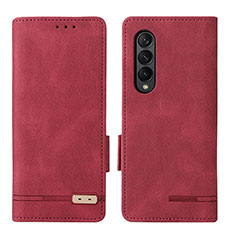 Leather Case Stands Flip Cover Holder L18Z for Samsung Galaxy Z Fold4 5G Red