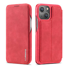 Leather Case Stands Flip Cover Holder LC1 for Apple iPhone 13 Red
