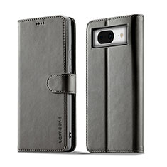 Leather Case Stands Flip Cover Holder LC1 for Google Pixel 7a 5G Gray