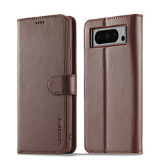 Leather Case Stands Flip Cover Holder LC1 for Google Pixel 8 Pro 5G Brown