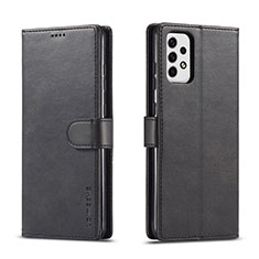 Leather Case Stands Flip Cover Holder LC1 for Samsung Galaxy A23 5G Black
