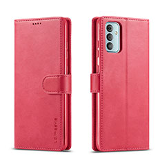Leather Case Stands Flip Cover Holder LC1 for Samsung Galaxy M23 5G Hot Pink