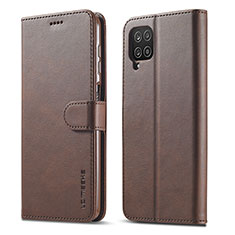 Leather Case Stands Flip Cover Holder LC1 for Samsung Galaxy M32 4G Brown