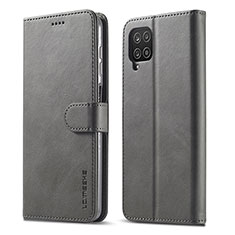 Leather Case Stands Flip Cover Holder LC1 for Samsung Galaxy M32 4G Gray