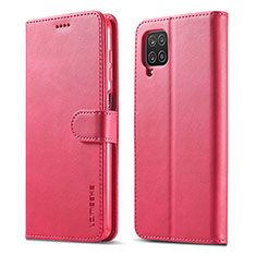 Leather Case Stands Flip Cover Holder LC1 for Samsung Galaxy M32 4G Hot Pink