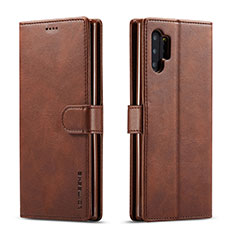 Leather Case Stands Flip Cover Holder LC1 for Samsung Galaxy M32 5G Brown