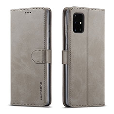 Leather Case Stands Flip Cover Holder LC1 for Samsung Galaxy M51 Gray