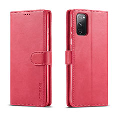 Leather Case Stands Flip Cover Holder LC1 for Samsung Galaxy M52 5G Hot Pink