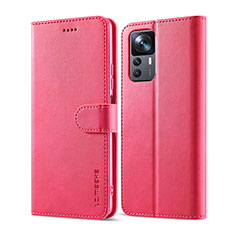 Leather Case Stands Flip Cover Holder LC1 for Xiaomi Mi 12T Pro 5G Hot Pink