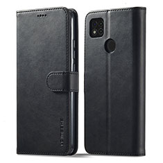 Leather Case Stands Flip Cover Holder LC1 for Xiaomi POCO C3 Black