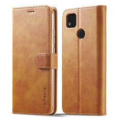 Leather Case Stands Flip Cover Holder LC1 for Xiaomi POCO C3 Light Brown