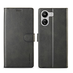 Leather Case Stands Flip Cover Holder LC1 for Xiaomi Redmi 13C Black