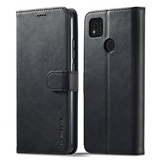 Leather Case Stands Flip Cover Holder LC1 for Xiaomi Redmi 9C Black