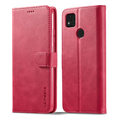 Leather Case Stands Flip Cover Holder LC1 for Xiaomi Redmi 9C Hot Pink