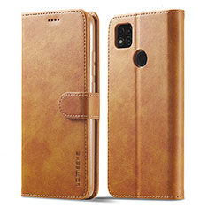 Leather Case Stands Flip Cover Holder LC1 for Xiaomi Redmi 9C Light Brown