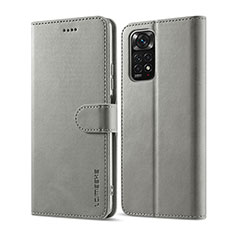 Leather Case Stands Flip Cover Holder LC1 for Xiaomi Redmi Note 11 Pro 4G Gray