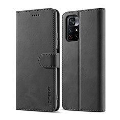 Leather Case Stands Flip Cover Holder LC1 for Xiaomi Redmi Note 11S 5G Black