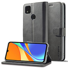Leather Case Stands Flip Cover Holder LC2 for Xiaomi Redmi 9C Gray