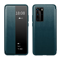 Leather Case Stands Flip Cover Holder LF1 for Huawei P40 Pro Green