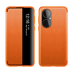 Leather Case Stands Flip Cover Holder LF1 for Huawei P50 Orange