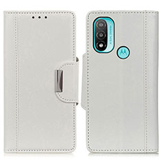 Leather Case Stands Flip Cover Holder M01L for Motorola Moto E20 White