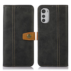 Leather Case Stands Flip Cover Holder M01L for Motorola Moto E32 Black