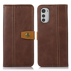 Leather Case Stands Flip Cover Holder M01L for Motorola Moto E32 Brown