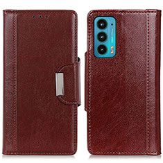 Leather Case Stands Flip Cover Holder M01L for Motorola Moto Edge 20 5G Brown